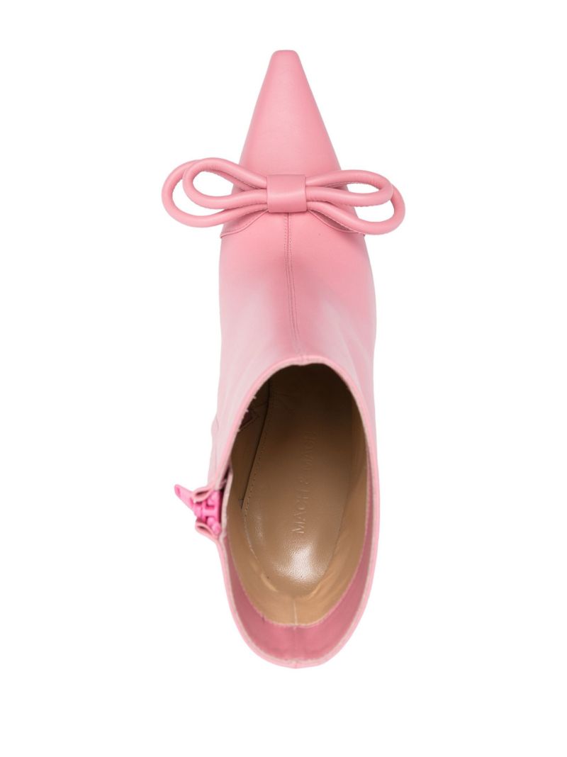 Pink Double Bow 100 Leather Ankle Boots