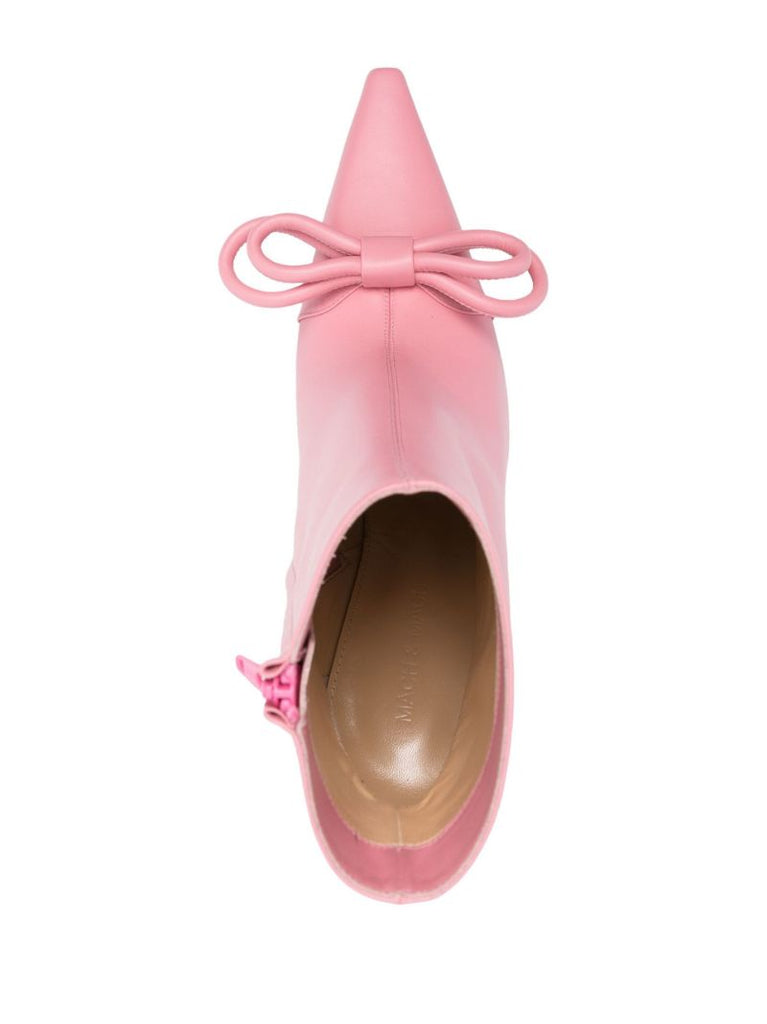 Pink Double Bow 100 Leather Ankle Boots