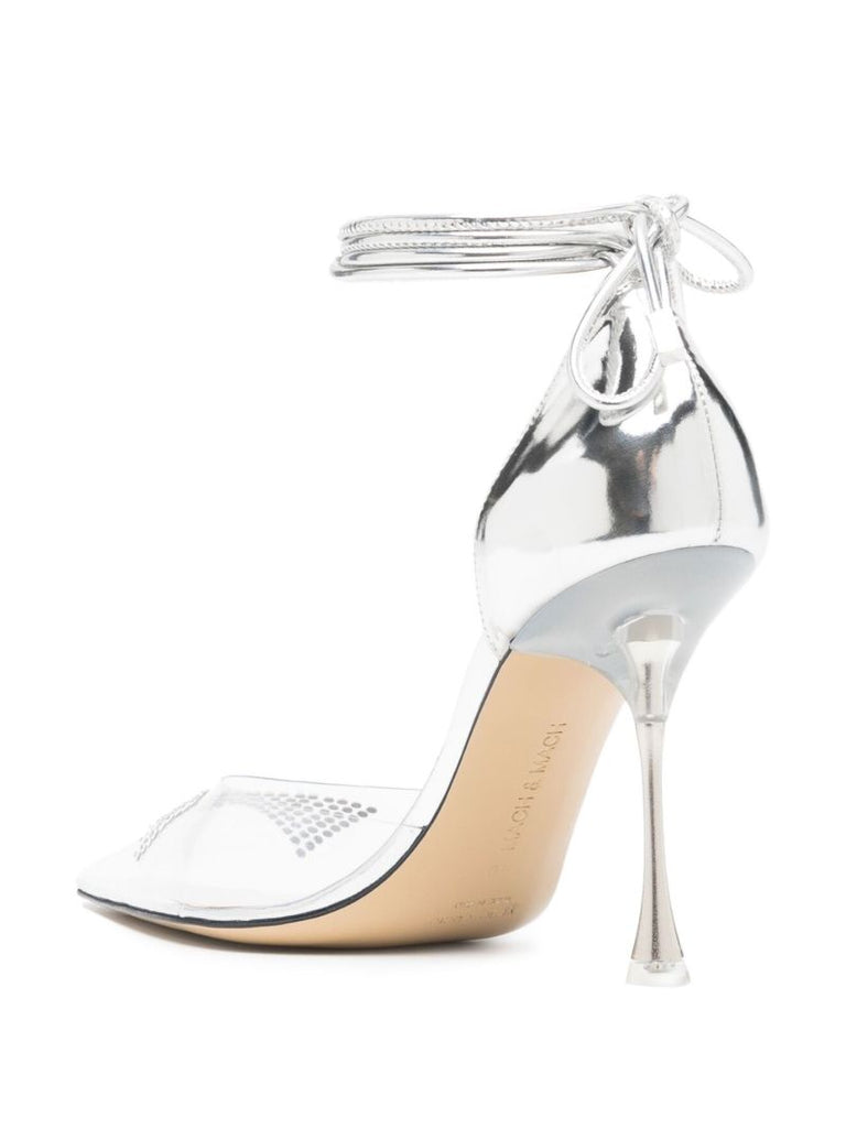 Silver Crystal Bow 100 Pvc Pumps