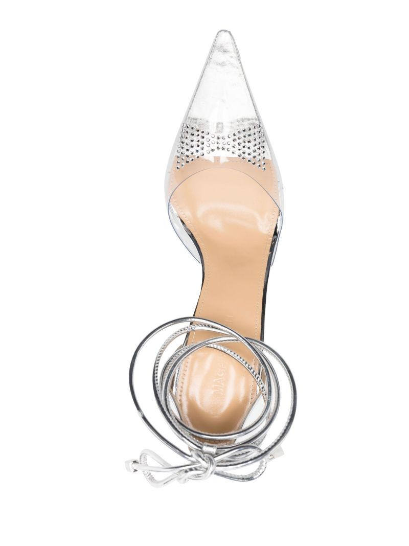Silver Crystal Bow 100 Pvc Pumps