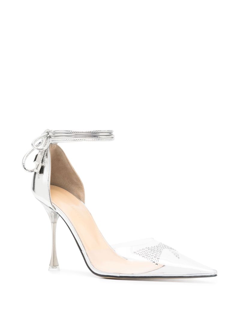 Silver Crystal Bow 100 Pvc Pumps