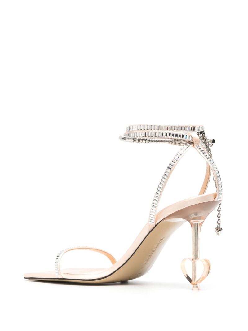 Neutral Crystal Heart 105 Satin Sandals