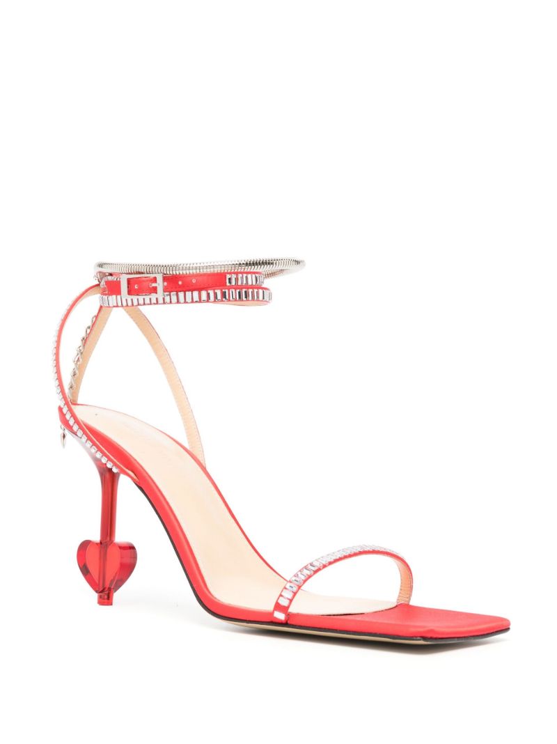 Red Crystal Heart 105 Satin Sandals