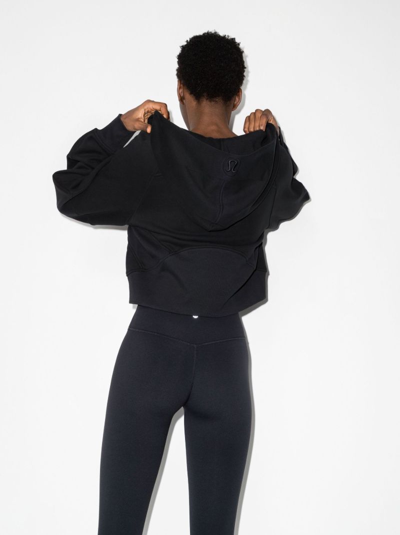 Black Scuba Oversized Half-zip Cropped Hoodie