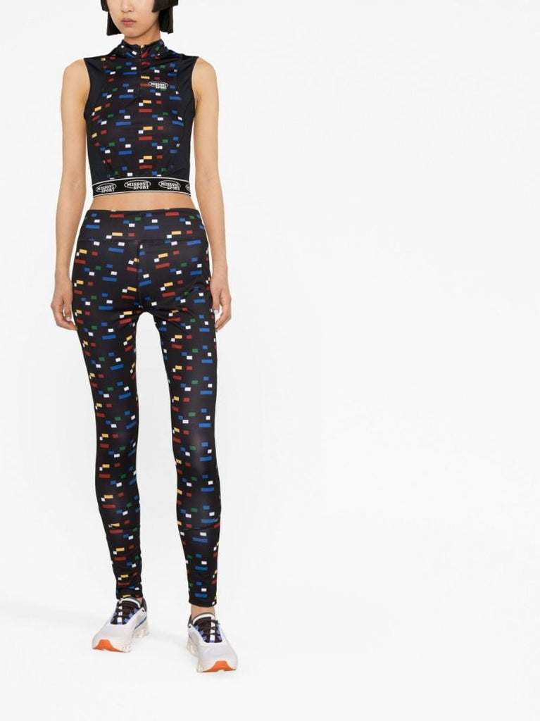 Black Abstract Print Crop Top