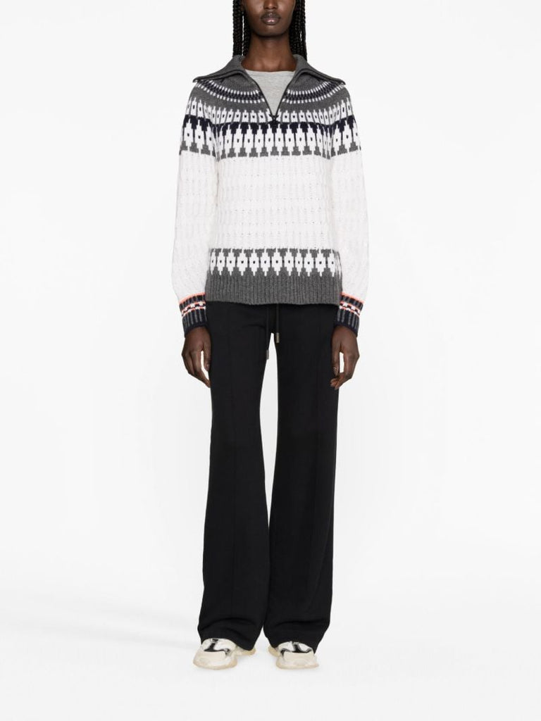 Blue Fair Isle Quarter Zip Sweater