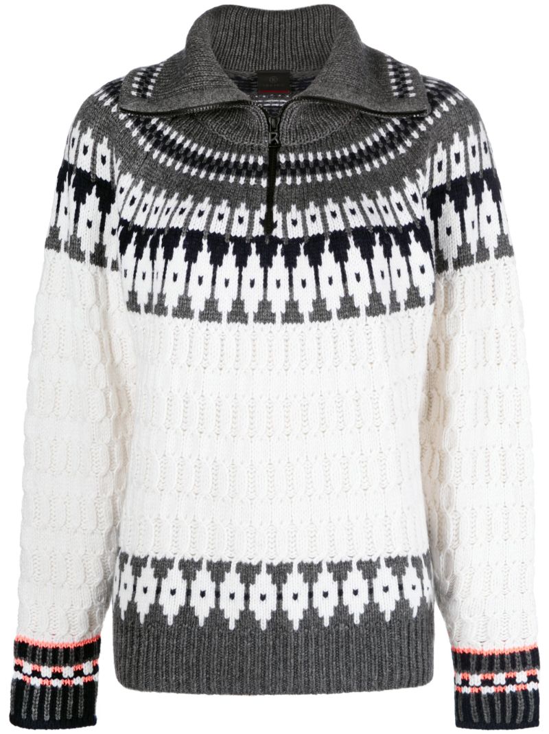 Blue Fair Isle Quarter Zip Sweater