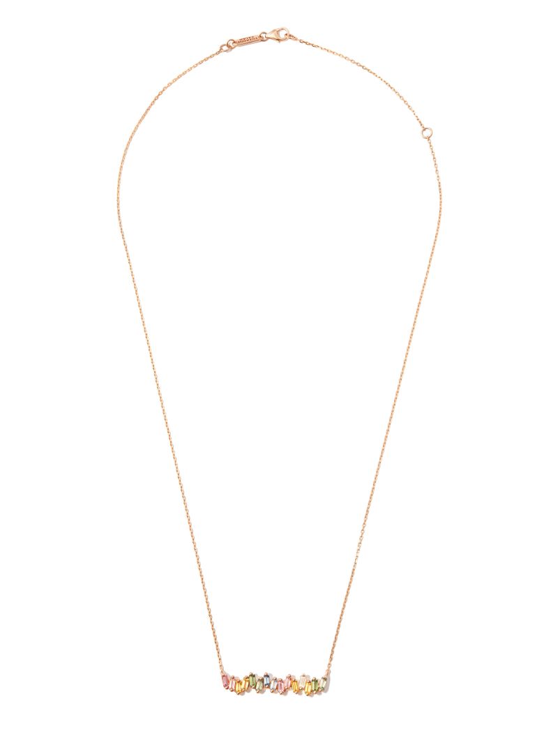 18k Rose Gold Bold Pastel Sapphire and Diamond Necklace