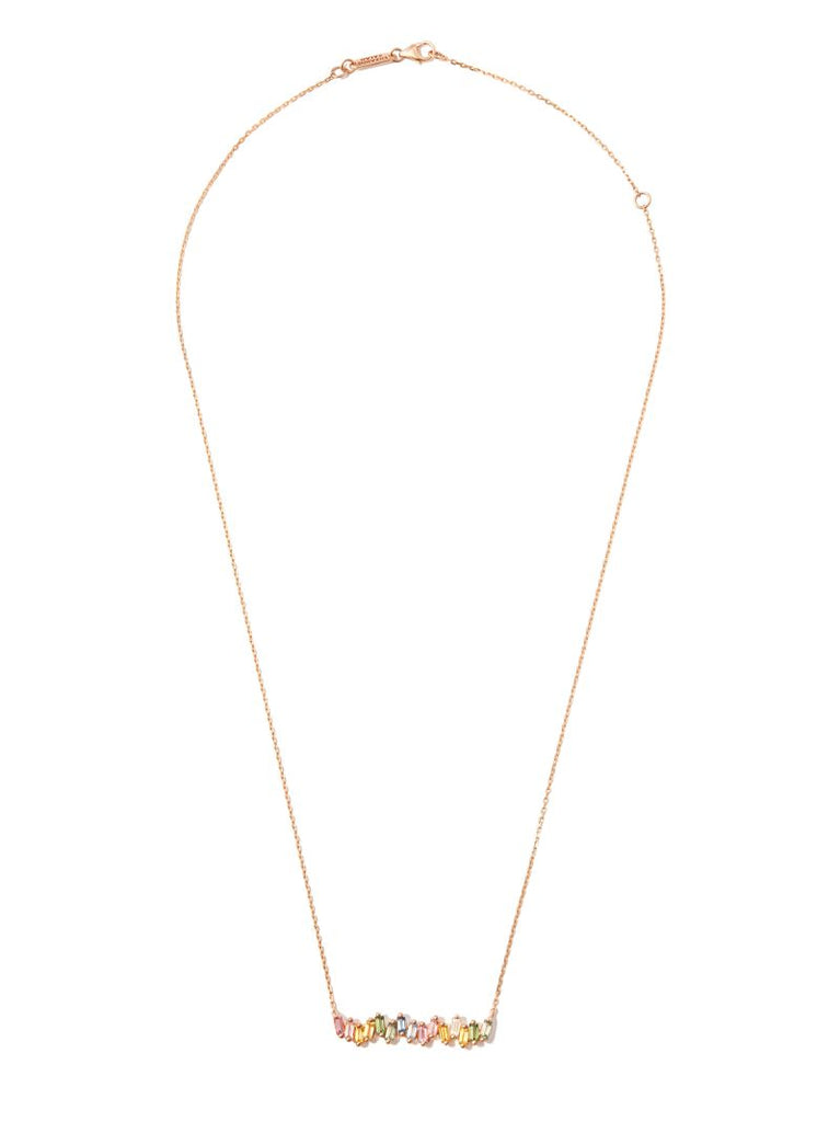 18k Rose Gold Bold Pastel Sapphire and Diamond Necklace