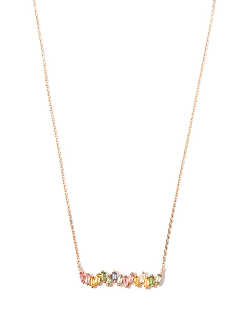 18k Rose Gold Bold Pastel Sapphire and Diamond Necklace