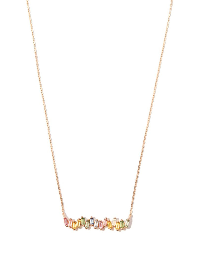 18k Rose Gold Bold Pastel Sapphire and Diamond Necklace