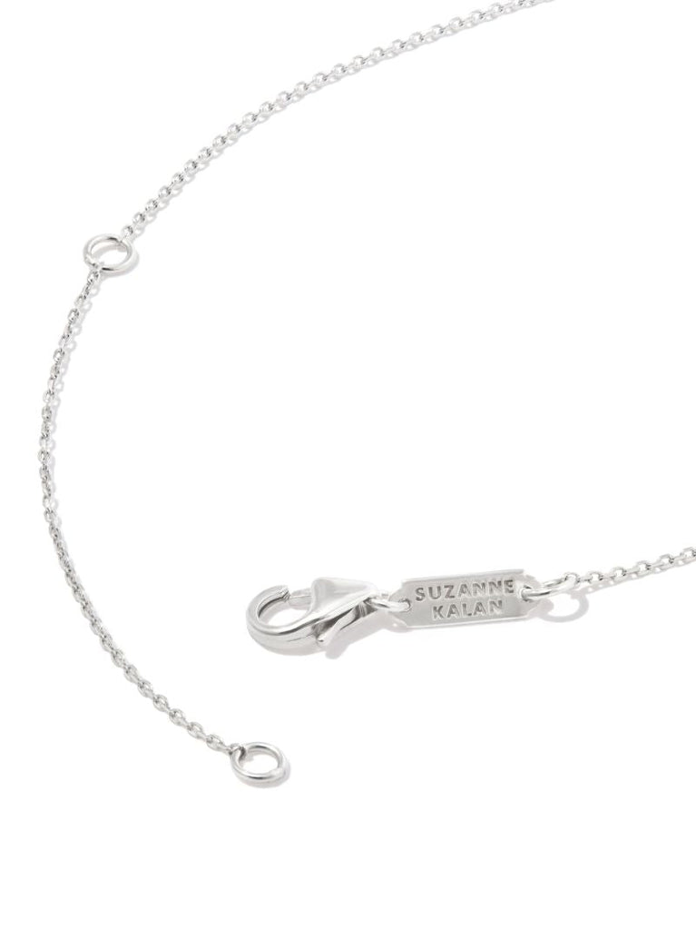 18k White Gold Mini Dog Tag Diamond Pendant Necklace