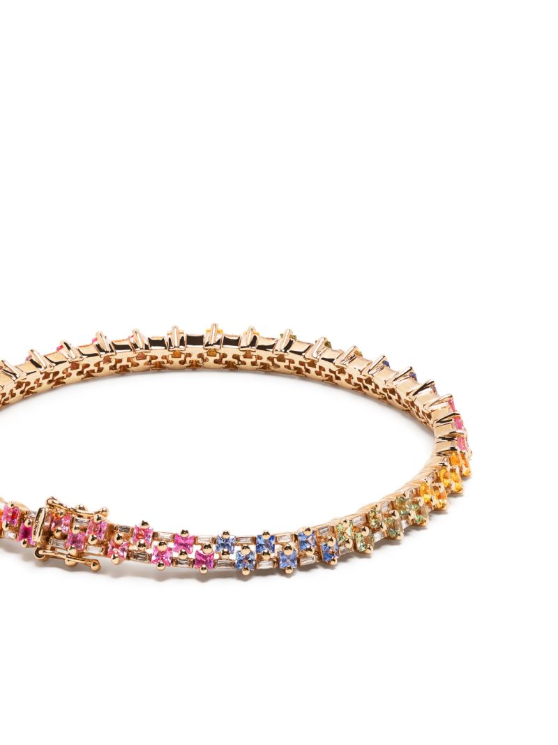 18kt Yellow Gold Princess Stack Mini Sapphire Tennis Bracelet