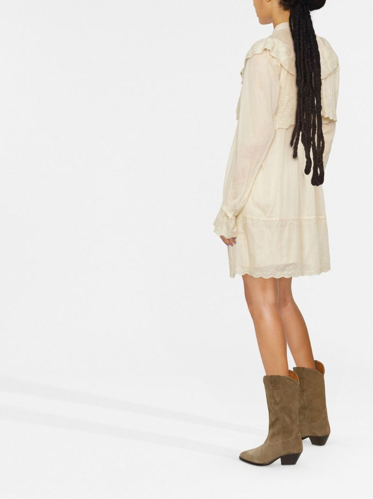 Neutral Limpeza Embroidered Cotton Mini Dress