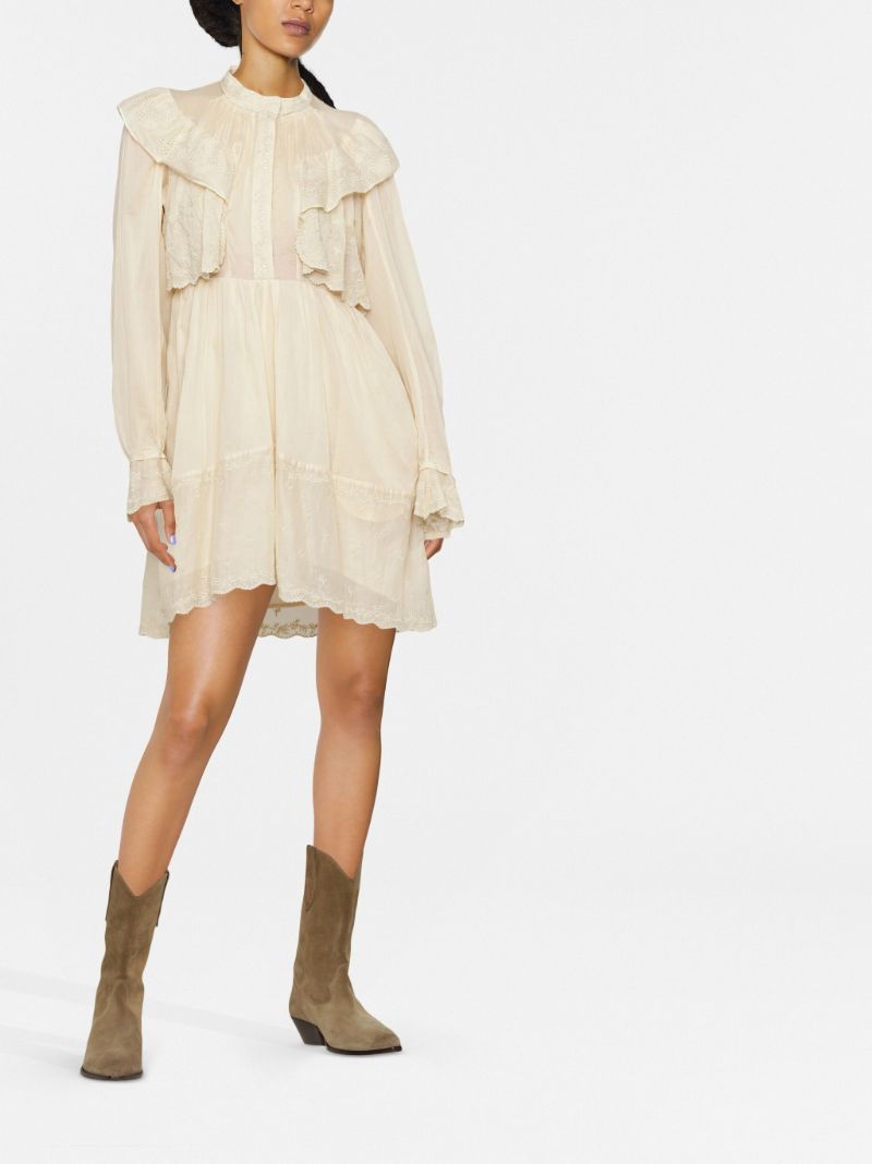 Neutral Limpeza Embroidered Cotton Mini Dress