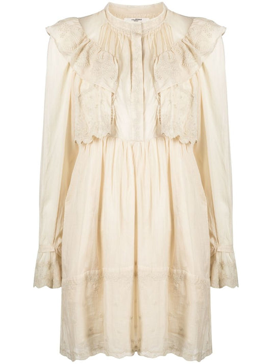 Neutral Limpeza Embroidered Cotton Mini Dress