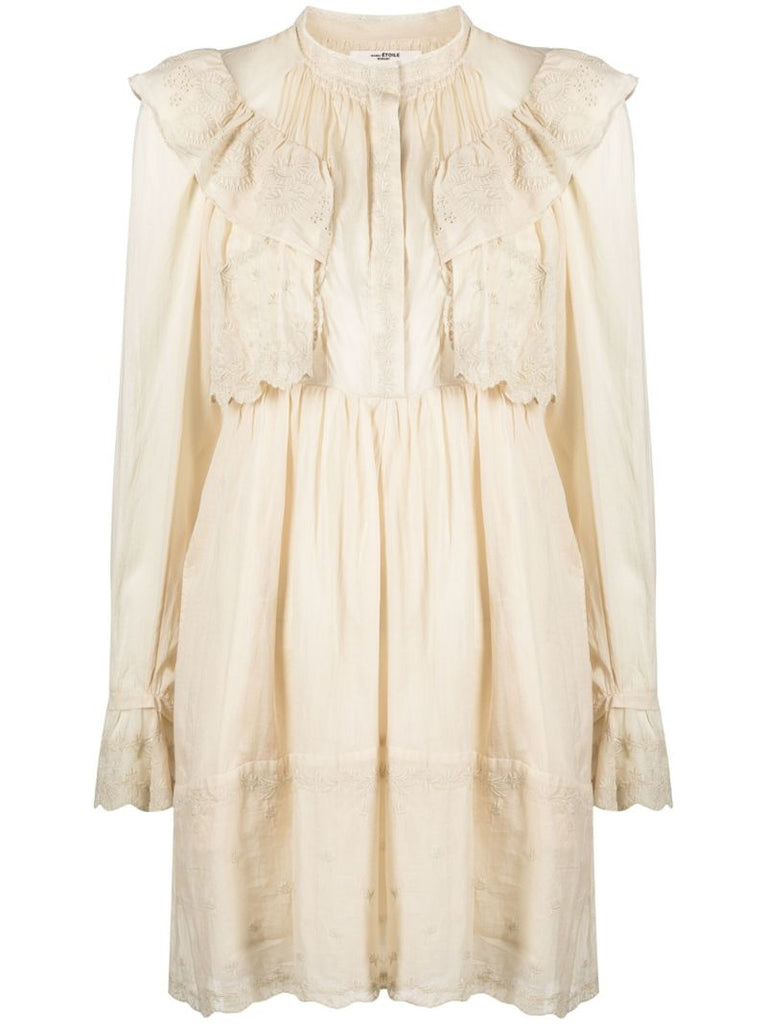 Neutral Limpeza Embroidered Cotton Mini Dress