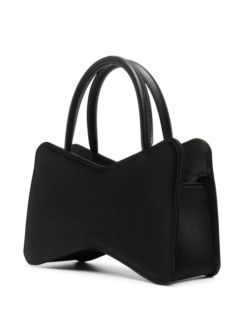 Black Crystal Bow Satin Mini Bag