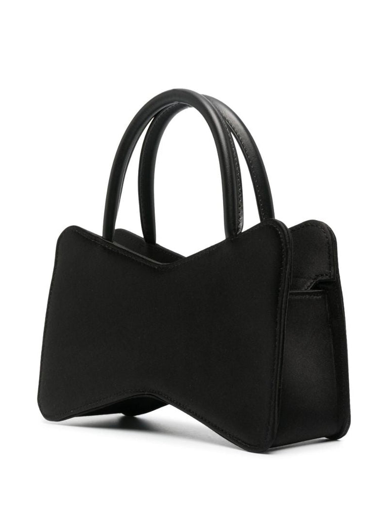 Black Crystal Bow Satin Mini Bag
