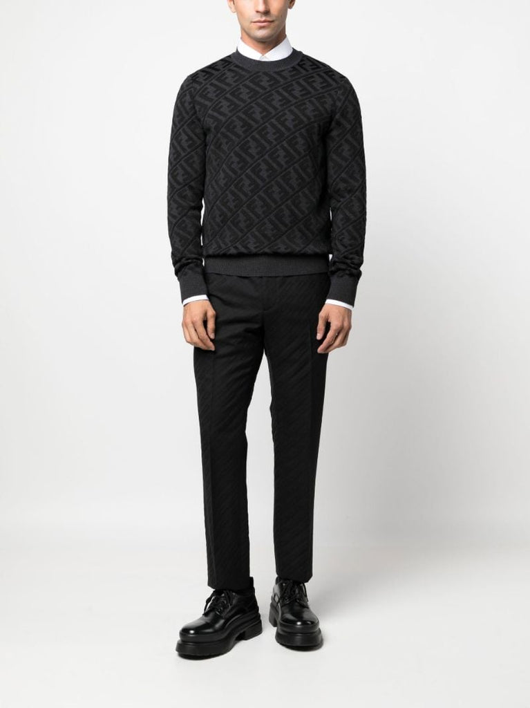 Black O'lock Wool Trousers