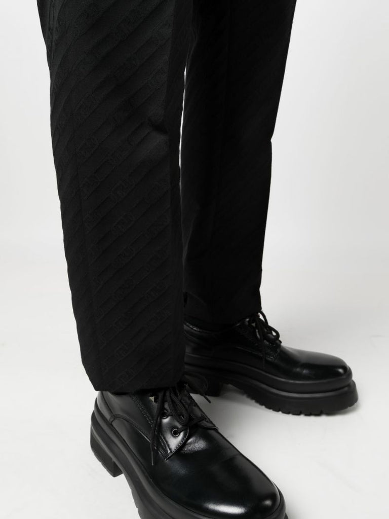 Black O'lock Wool Trousers
