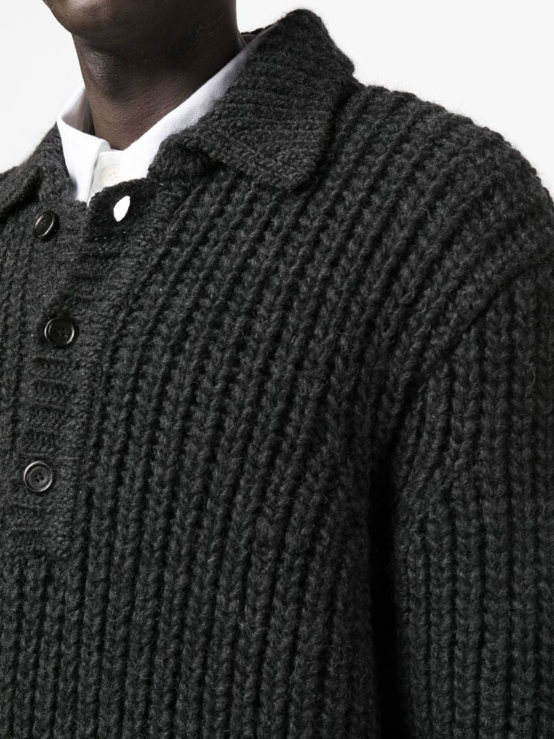 Grey Big Piquet Chunky Wool Jumper