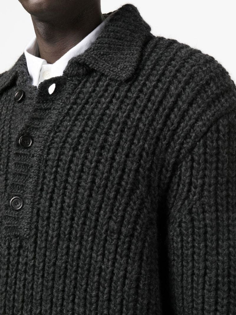 Grey Big Piquet Chunky Wool Jumper