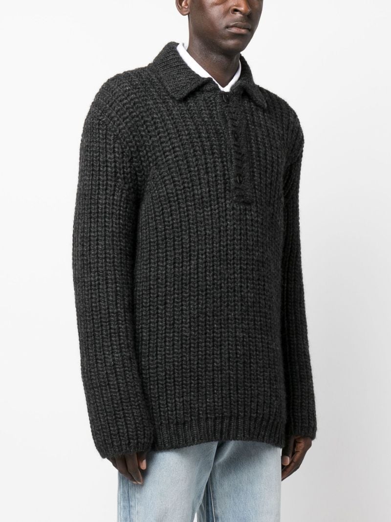 Grey Big Piquet Chunky Wool Jumper