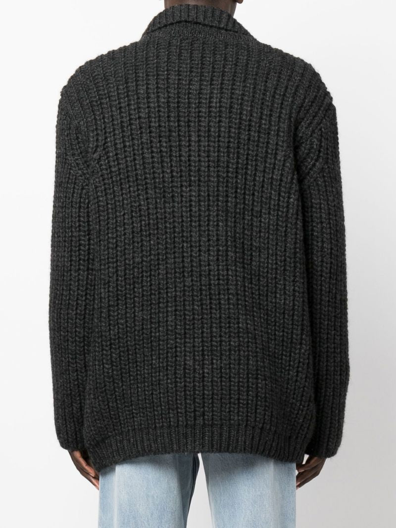 Grey Big Piquet Chunky Wool Jumper