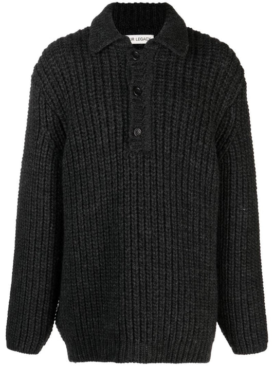 Grey Big Piquet Chunky Wool Jumper