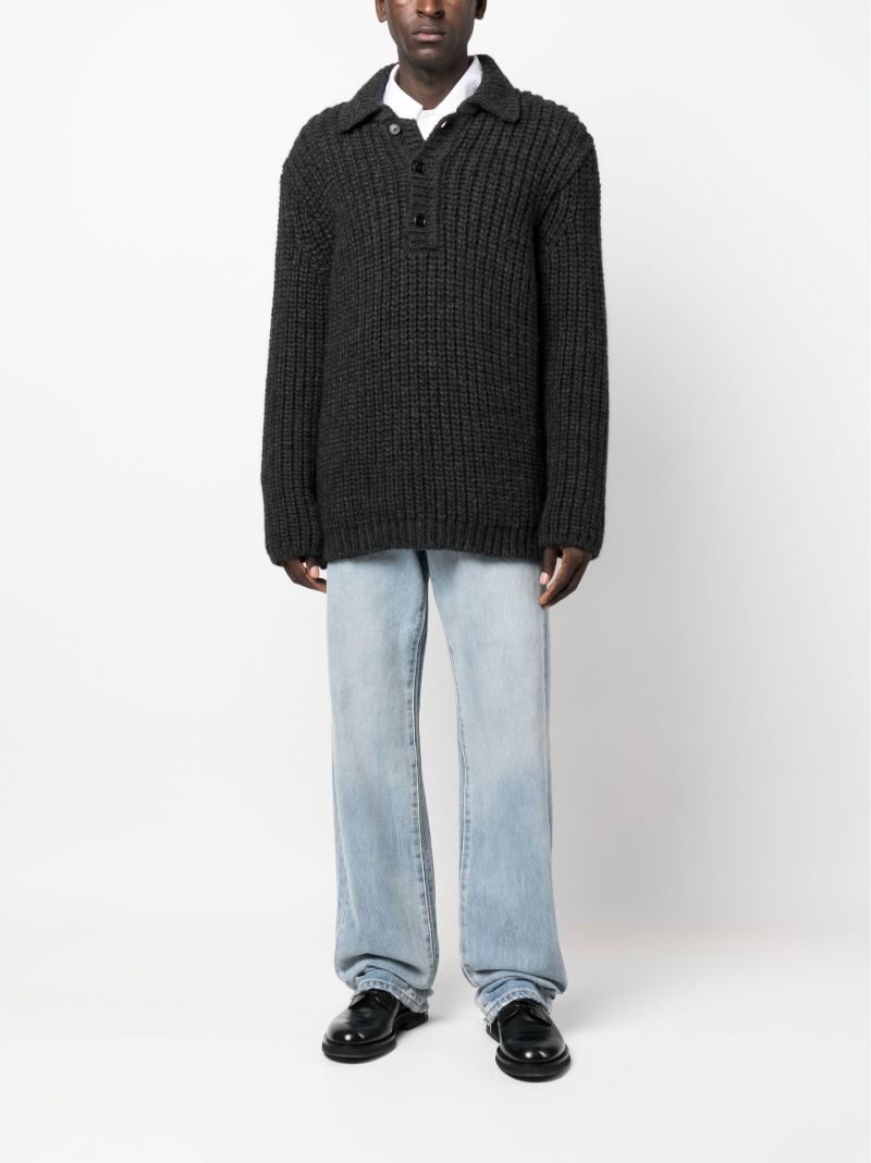 Grey Big Piquet Chunky Wool Jumper