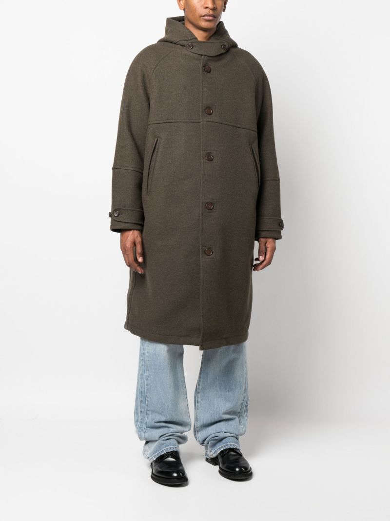 Green Duffle Single-breasted Wool Coat
