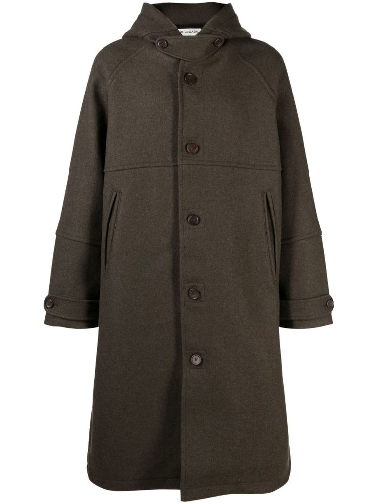 Green Duffle Single-breasted Wool Coat