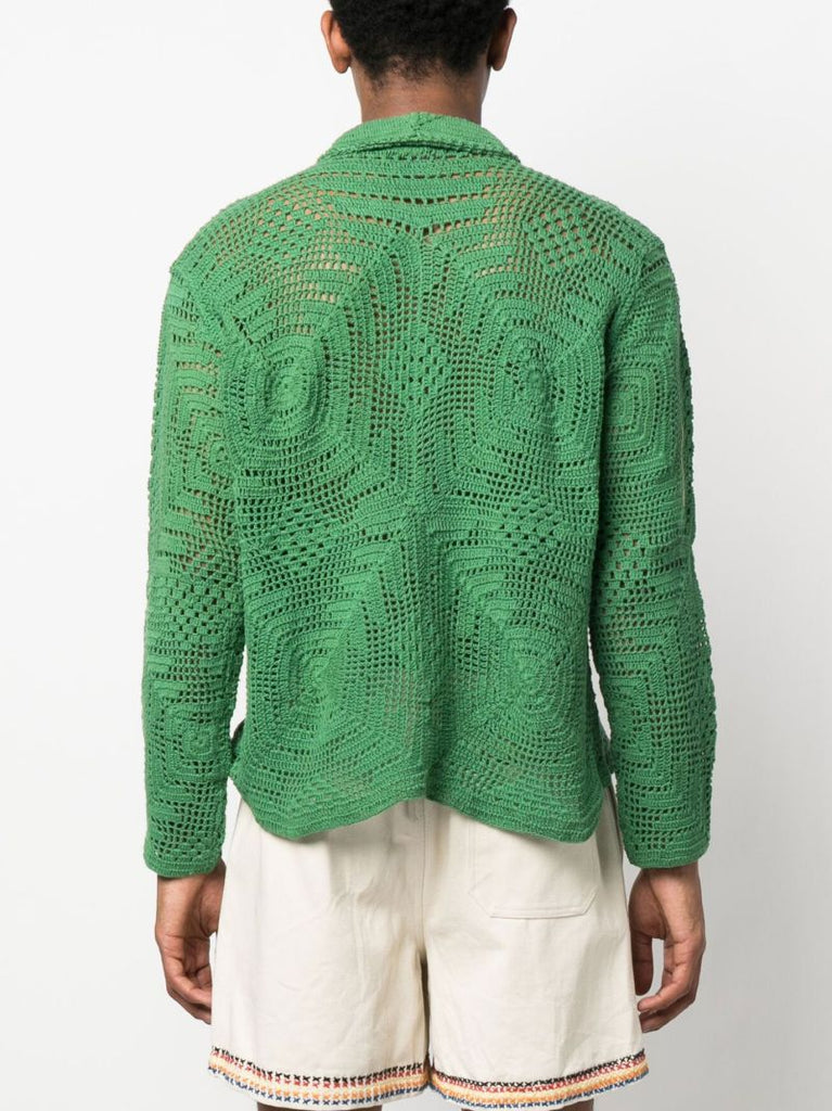 Green Crochet Cotton Shirt