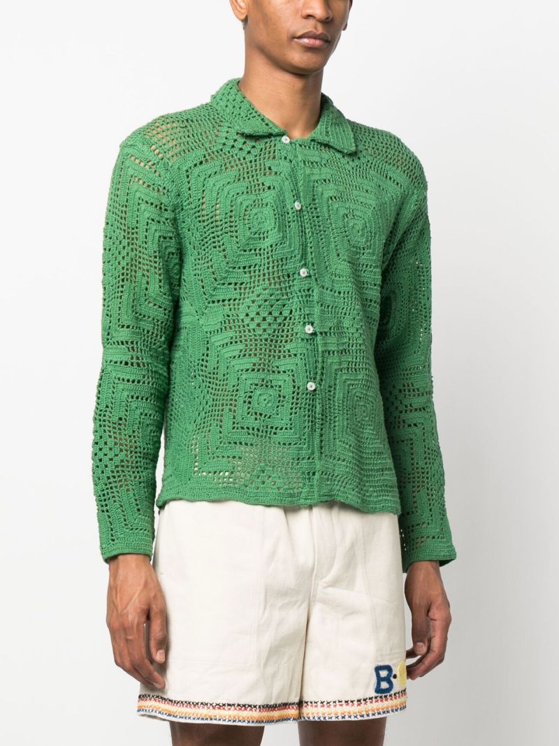 Green Crochet Cotton Shirt