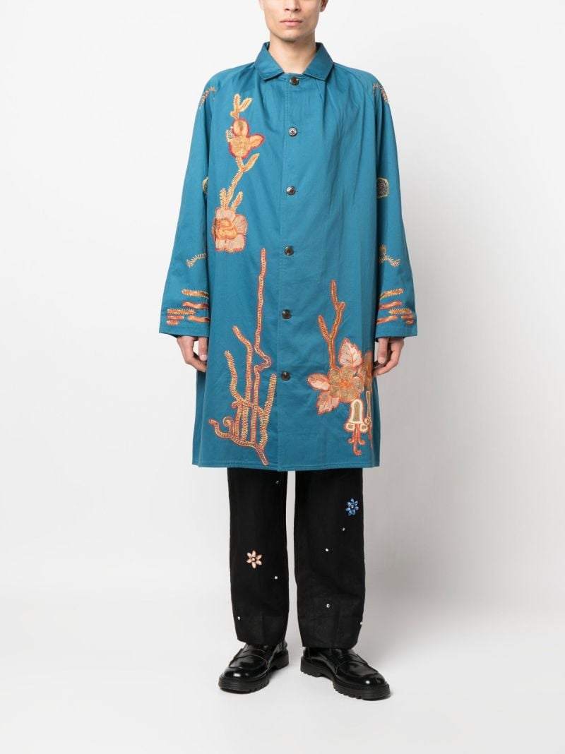 Blue Bell Flower Embroidery Coat
