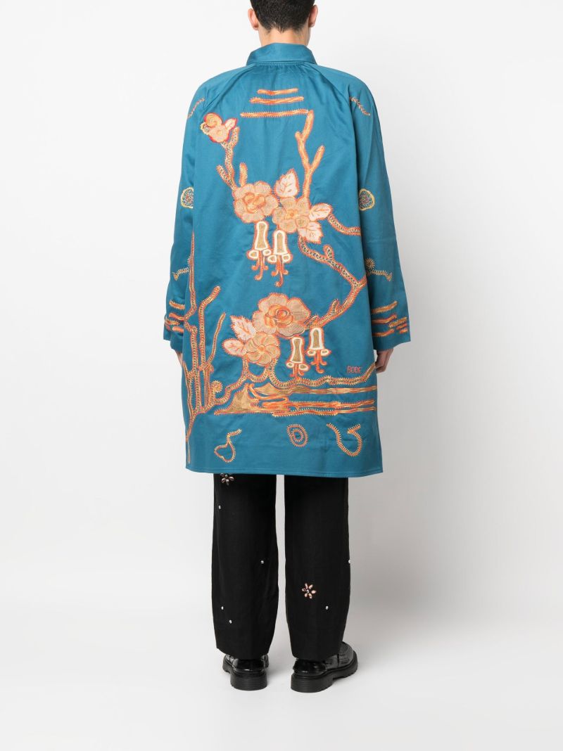 Blue Bell Flower Embroidery Coat