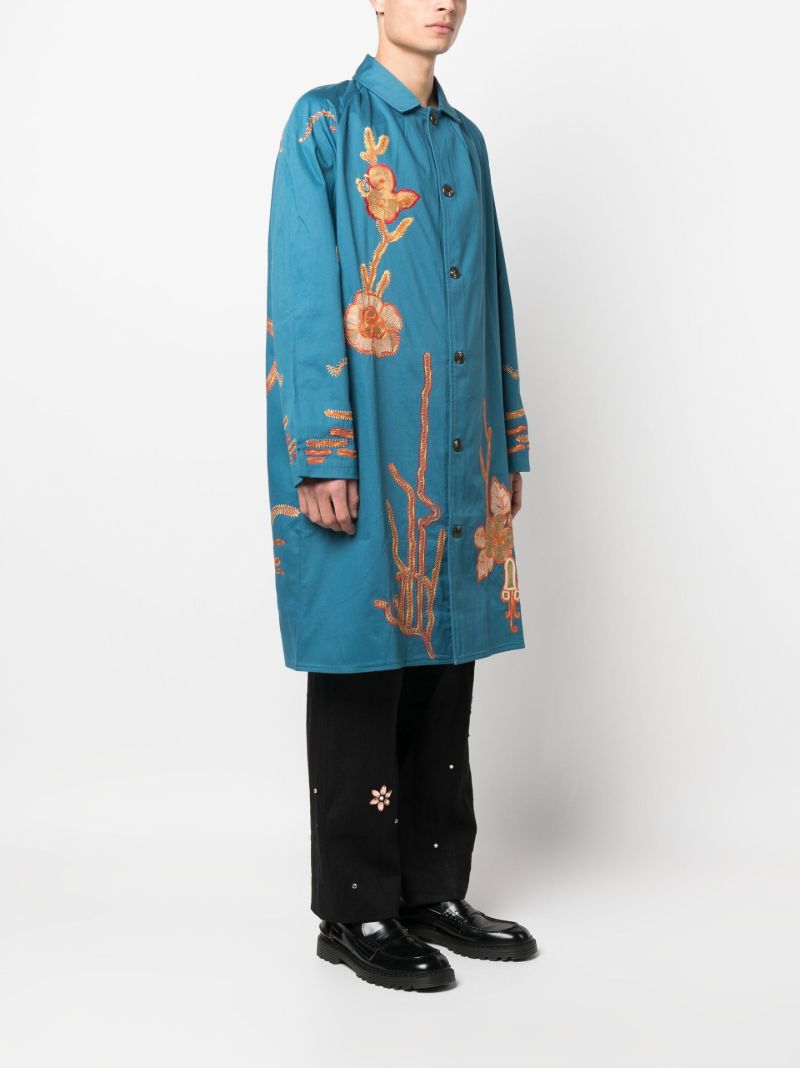 Blue Bell Flower Embroidery Coat