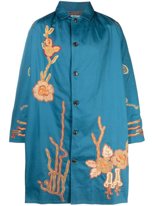 Blue Bell Flower Embroidery Coat