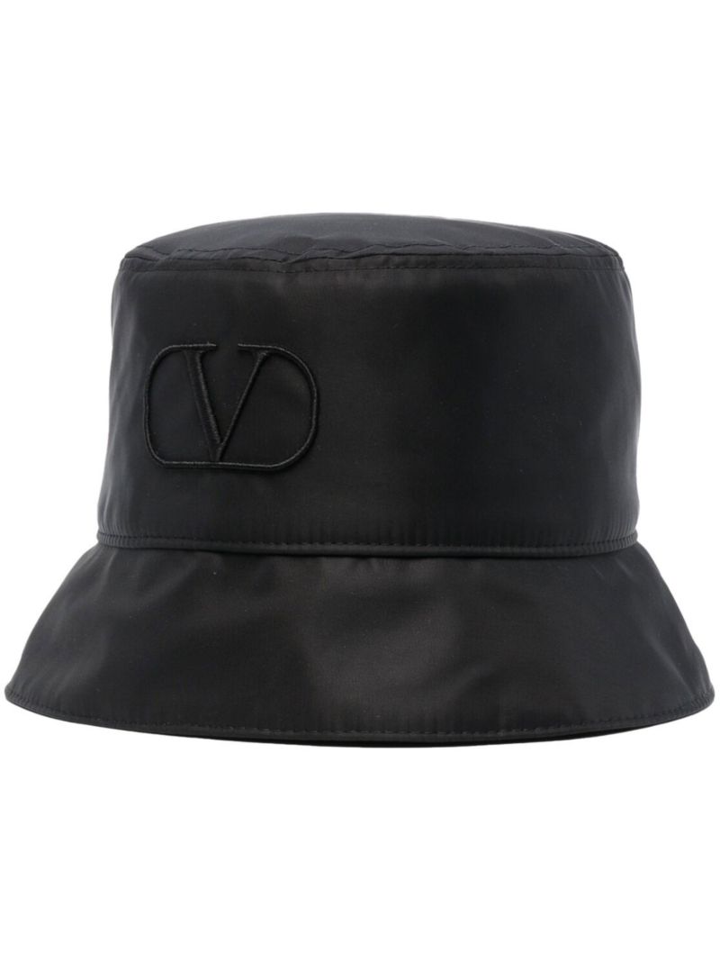 Black Vlogo Silk Bucket Hat