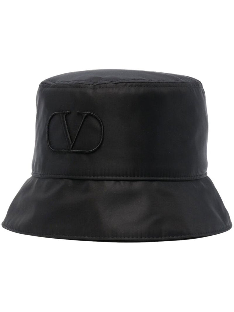 Black Vlogo Silk Bucket Hat
