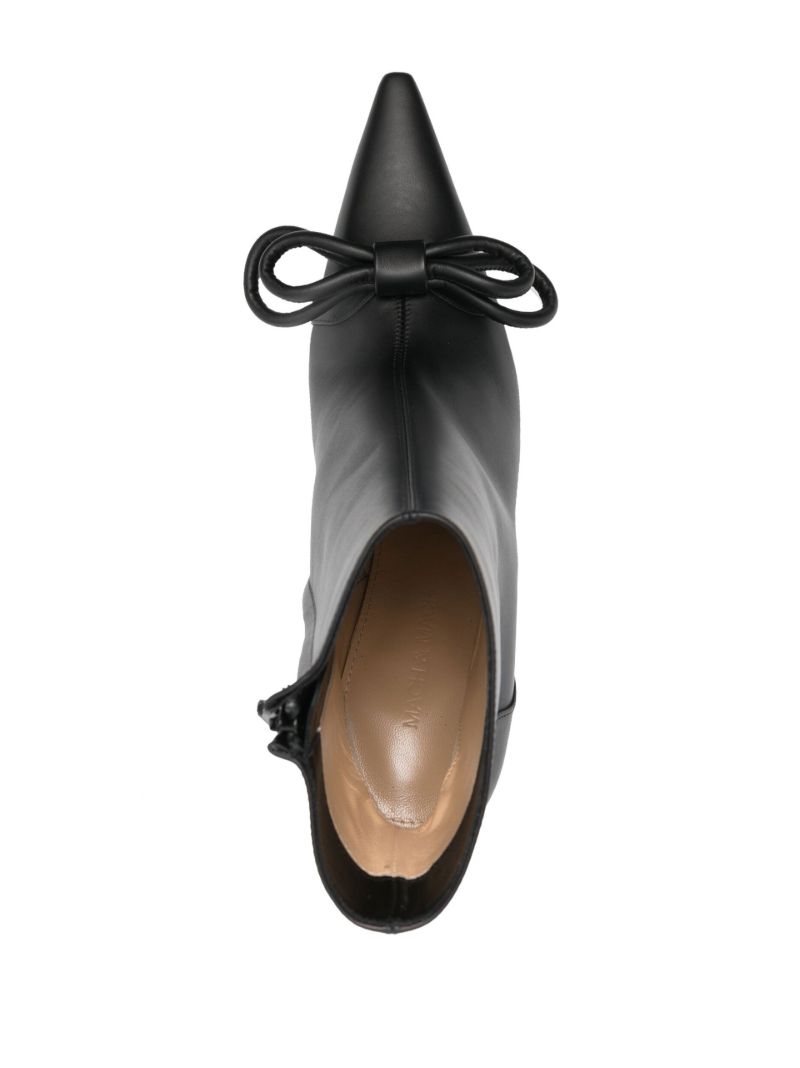 Black Double Bow 100 Leather Ankle Boots