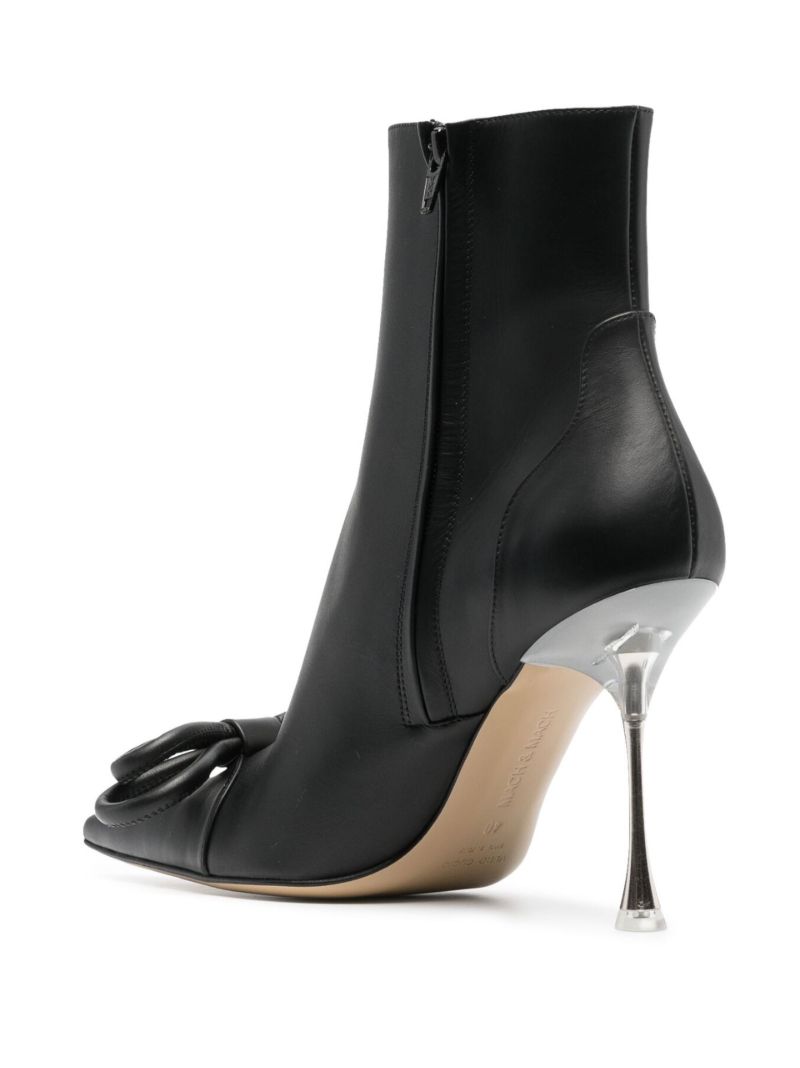 Black Double Bow 100 Leather Ankle Boots