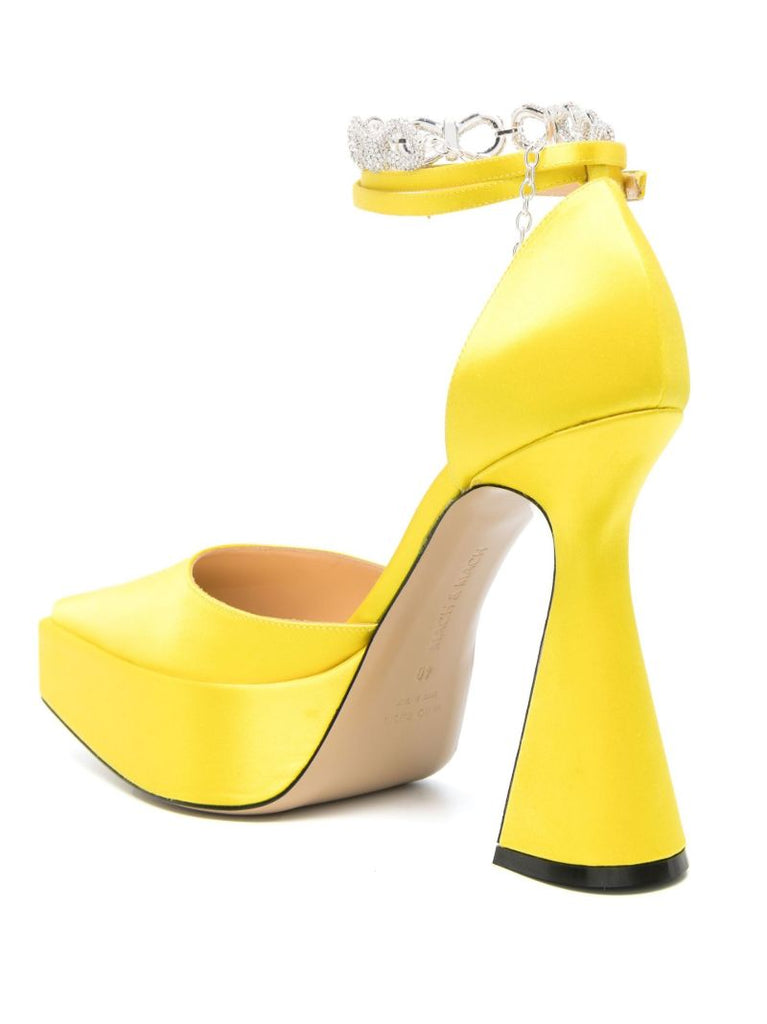Yellow Bow Chain 140 Satin Pumps