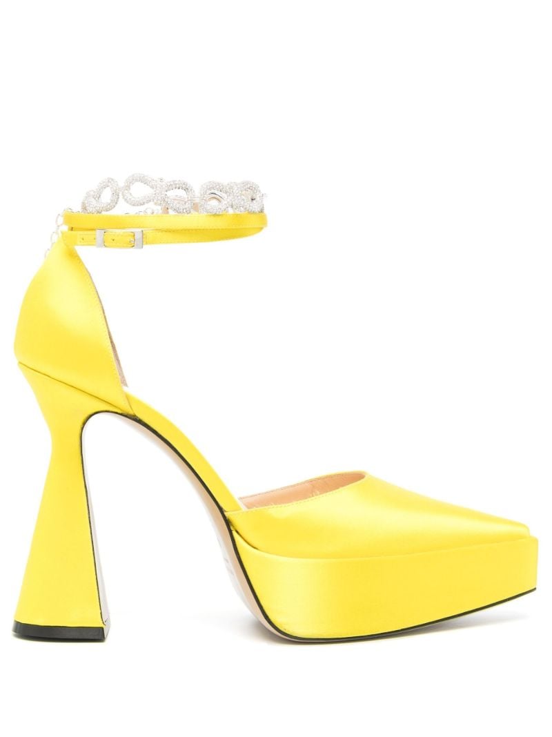 Yellow Bow Chain 140 Satin Pumps