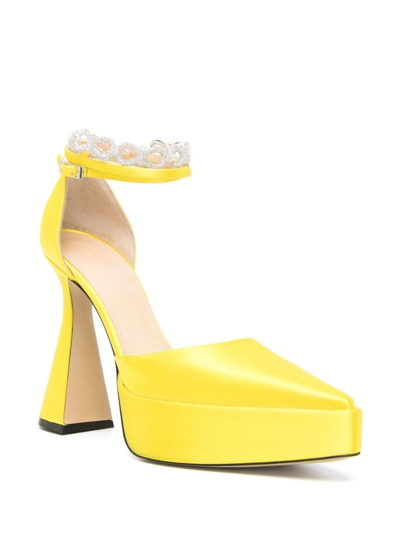Yellow Bow Chain 140 Satin Pumps