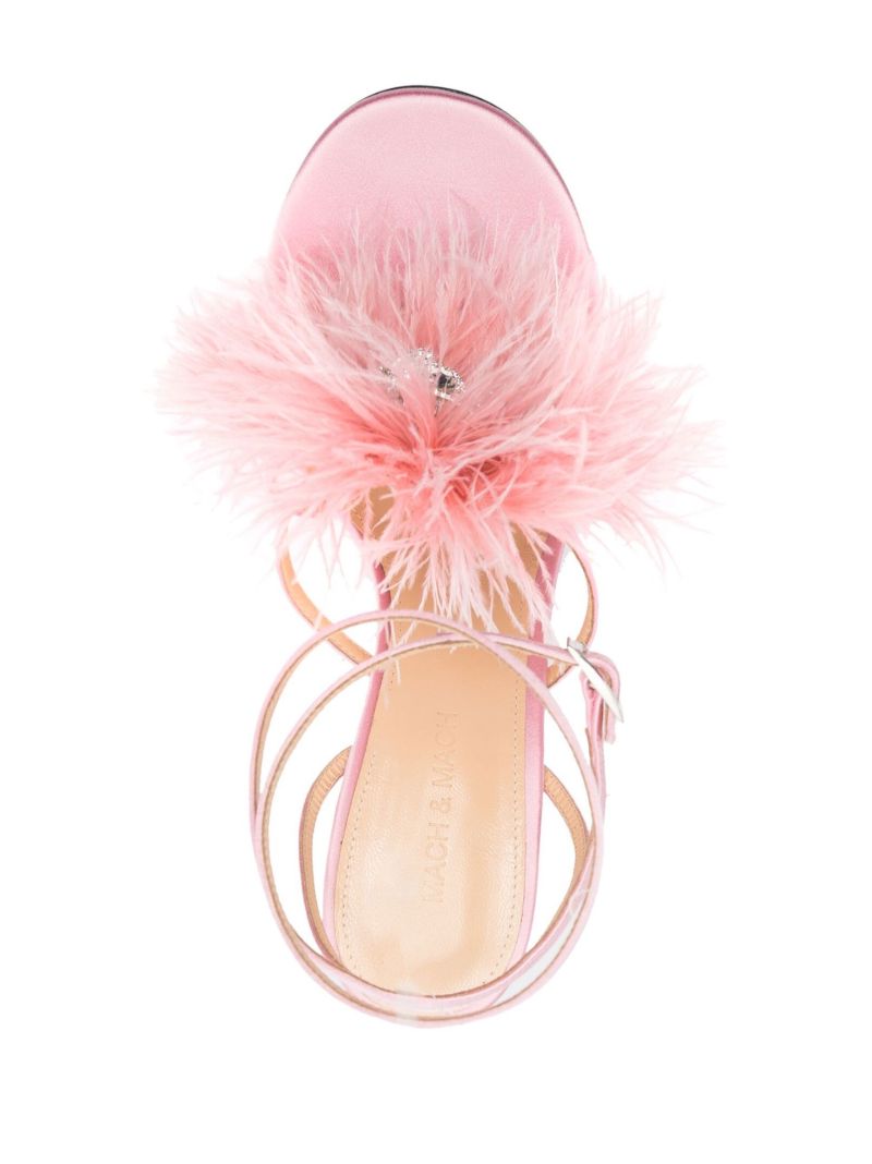 Pink Feather Trim 95 Satin Sandals