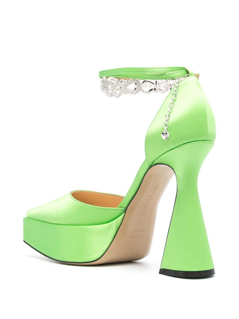 Green Bow Chain 140 Satin Pumps