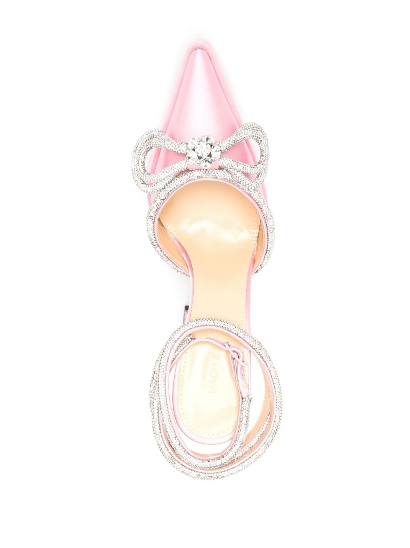 Pink Double Bow 140 Crystal Satin Pumps