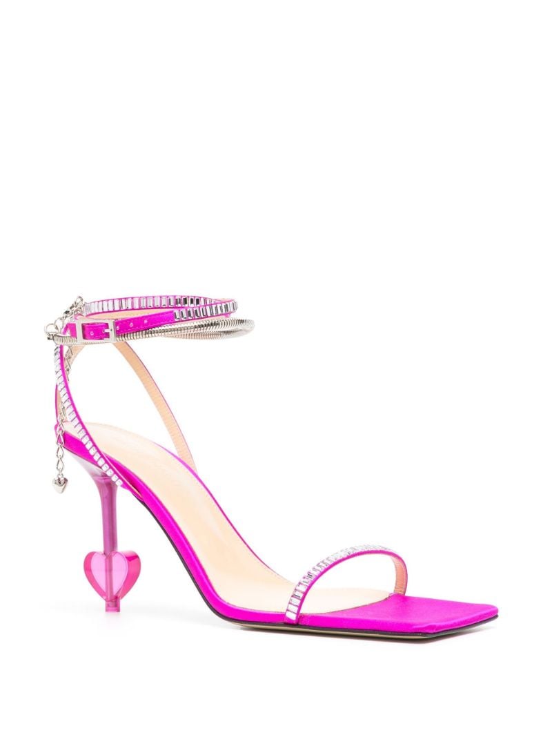 Pink Crystal Heart 105 Satin Sandals